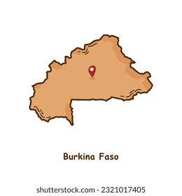 Hand Drawn Map of Burkina Faso with Brown Color. Modern Simple Line Cartoon Design. Good Used for Infographics and Presentations - EPS 10 Vector