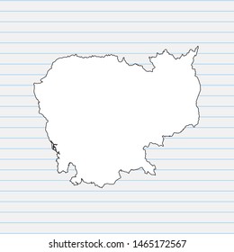 Hand drawn map of Cambodia back school background. Vector Illustration EPS10.