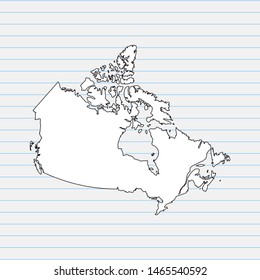 Hand drawn map of Canada back school background. Vector Illustration EPS10.