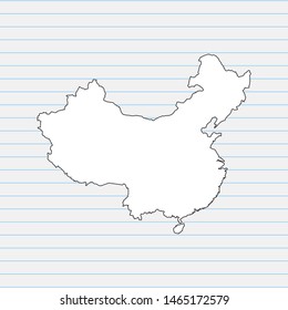 Hand drawn map of China back school background. Vector Illustration EPS10.