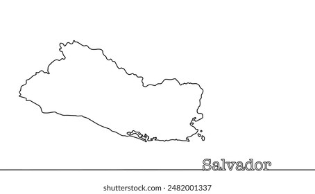 Hand drawn map of the country of El Salvador. State in western Central America. Isolated vector on white background. Vector.