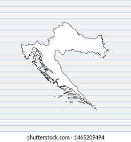 Hand drawn map of Croatia back school background. Vector Illustration EPS10.