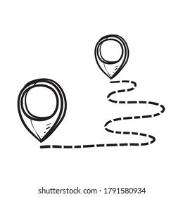 hand drawn map distance measuring icon illustration doodle vector isolated background