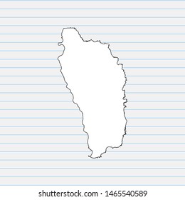 Hand drawn map of Dominica back school background. Vector Illustration EPS10.