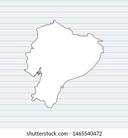 Hand drawn map of Ecuador back school background. Vector Illustration EPS10.