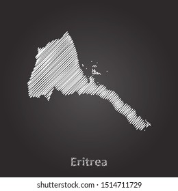 Hand drawn map of Eritrea white on blackboard background. Vector illustration Eps10.