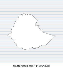 Hand drawn map of Ethiopia back school background. Vector Illustration EPS10.