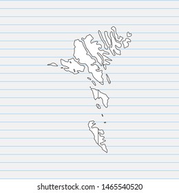 Hand drawn map of Faroe Islands back school background. Vector Illustration EPS10.