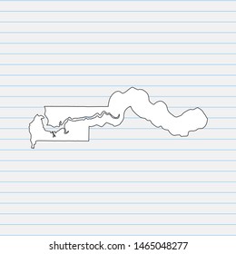 Hand drawn map of Gambia back school background. Vector Illustration EPS10.