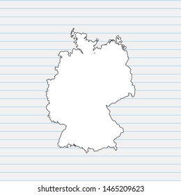 Hand drawn map of Germany back school background. Vector Illustration EPS10.