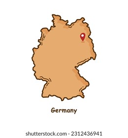 Hand Drawn Map of Germany with Brown Color. Modern Simple Line Cartoon Design. Good Used for Infographics and Presentations - EPS 10 Vector