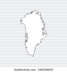 Hand drawn map of Greenland back school background. Vector Illustration EPS10.