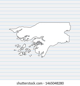 Hand drawn map of Guinea Bissau back school background. Vector Illustration EPS10.