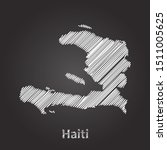 Hand drawn map of Haiti white on blackboard background. Vector illustration Eps10.