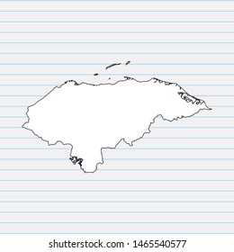 Hand drawn map of Honduras back school background. Vector Illustration EPS10.