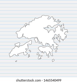 Hand drawn map of Hong Kong back school background. Vector Illustration EPS10.