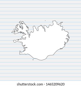 Hand drawn map of Iceland back school background. Vector Illustration EPS10.