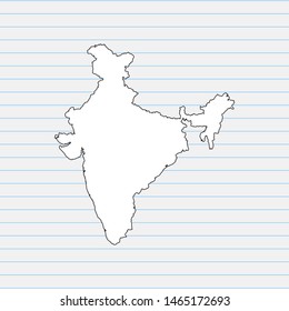 Hand drawn map of India back school background. Vector Illustration EPS10.