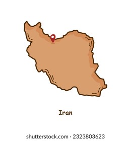 Hand Drawn Map of Iran with Brown Color. Modern Simple Line Cartoon Design. Good Used for Infographics and Presentations - EPS 10 Vector