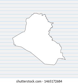 Hand drawn map of Iraq back school background. Vector Illustration EPS10.