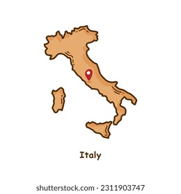 Handgezeichnete Karte von Italien mit brauner Farbe. Modern Simple Line Cartoon Design. Gute Verwendung für Infografiken und Präsentationen - EPS10 Vector