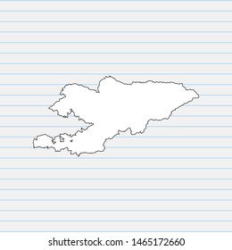 Hand drawn map of Kyrgyzstan back school background. Vector Illustration EPS10.