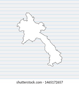 Hand drawn map of Laos back school background. Vector Illustration EPS10.