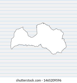 Hand drawn map of Latvia back school background. Vector Illustration EPS10.