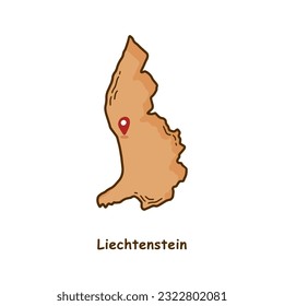 Handgezeichnete Karte von Liechtenstein mit brauner Farbe. Modern Simple Line Cartoon Design. Gute Verwendung für Infografiken und Präsentationen - EPS10 Vector