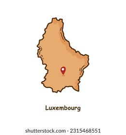 Mapa de Luxemburgo dibujado a mano con color marrón. Diseño moderno de caricaturas de línea simple. Buen uso para infografías y presentaciones - Vector EPS 10