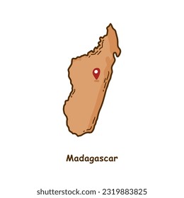 Hand Drawn Map of Madagascar with Brown Color. Modern Simple Line Cartoon Design. Good Used for Infographics and Presentations - EPS 10 Vector