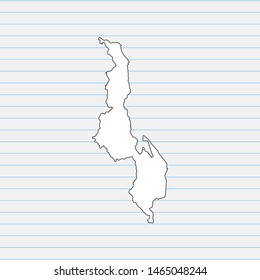 Hand drawn map of Malawi back school background. Vector Illustration EPS10.