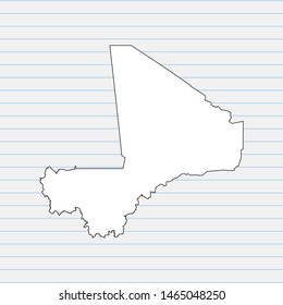 Hand drawn map of Mali back school background. Vector Illustration EPS10.