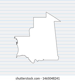 Hand drawn map of Mauritania back school background. Vector Illustration EPS10.
