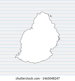 Hand drawn map of Mauritius back school background. Vector Illustration EPS10.