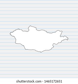 Hand drawn map of Mongolia back school background. Vector Illustration EPS10.