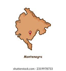 Hand Drawn Map of Montenegro with Brown Color. Modern Simple Line Cartoon Design. Good Used for Infographics and Presentations - EPS 10 Vector