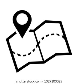 Hand drawn map navigation icon. Vector illustration. Tourism and technology concept.