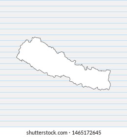 Hand drawn map of Nepal back school background. Vector Illustration EPS10.