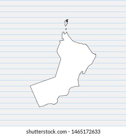 Hand drawn map of Oman back school background. Vector Illustration EPS10.