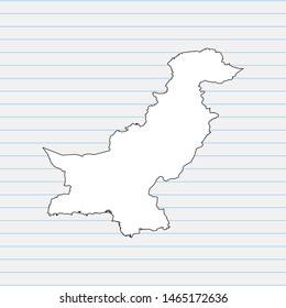 Hand drawn map of Pakistan back school background. Vector Illustration EPS10.