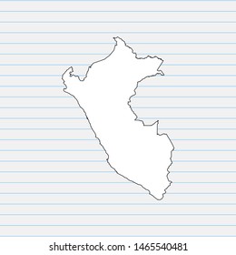 Hand drawn map of Peru back school background. Vector Illustration EPS10.