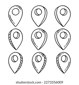 hand drawn map pin sign location symbols	
