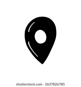 Hand drawn Map pins, doodle navigation, sign location. Isolated Vector