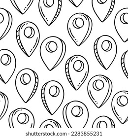 hand drawn map pins sign location Seamless pattern	