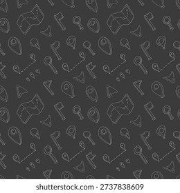 hand drawn map pins sign location seamless pattern background