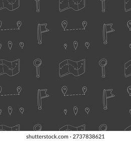 hand drawn map pins sign location seamless pattern background