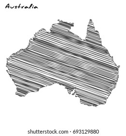 Hand drawn map of Poland sketch on white background.