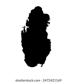 Hand drawn map Qatar, Middle East travel destination. Silhouette, geography. Vector isolated on white background 