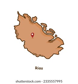 Hand Drawn Map of Riau Province, Indonesia. Modern Simple Line Cartoon Design. Good Used for Infographics and Presentations - EPS 10 Vector